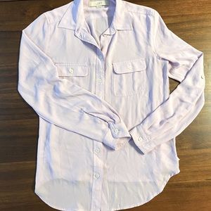 Loft Light Purple Chiffon Button Down Blouse: XS